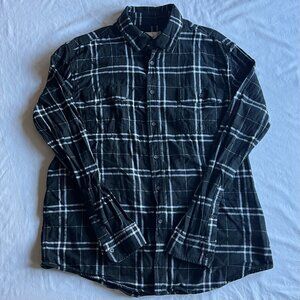 Goodfellow & Co Men's X-Large Black Plaid Flannel Button Pockets Standard Shirt